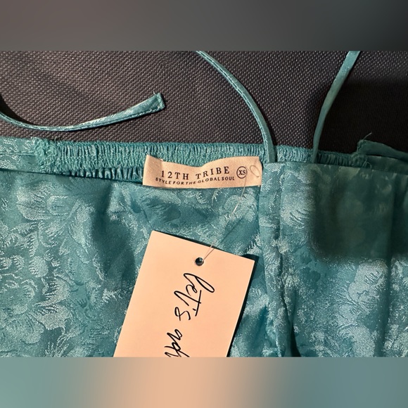 12th Tribe St. Barths Aqua Jacquard Crop Top NWT - Picture 5 of 9